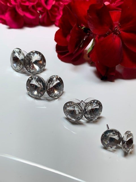 Vintage Clear Swarovski® Rivoli Stud Earrings